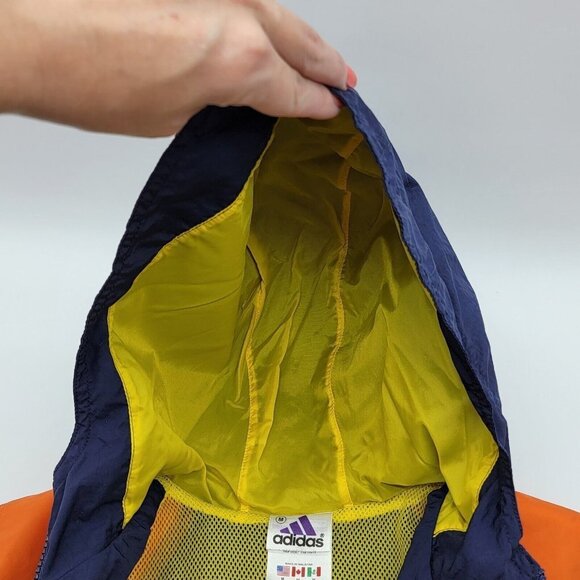 Vintage 90s Adidas Girl Windbreaker Jacket Size Medium Half Zip Navy Blue Orange - Picture 9 of 16
